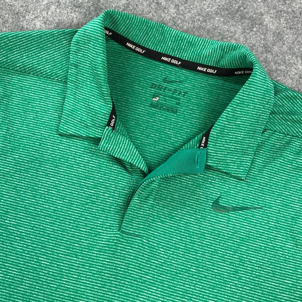 Nike Golf, Dri-Fit Mens Polo Shirt S Green Striped Short Sleeve Dri Fit Athletic